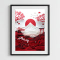 Stampa Giapponese "Monte Fuji e Sole Rosso"