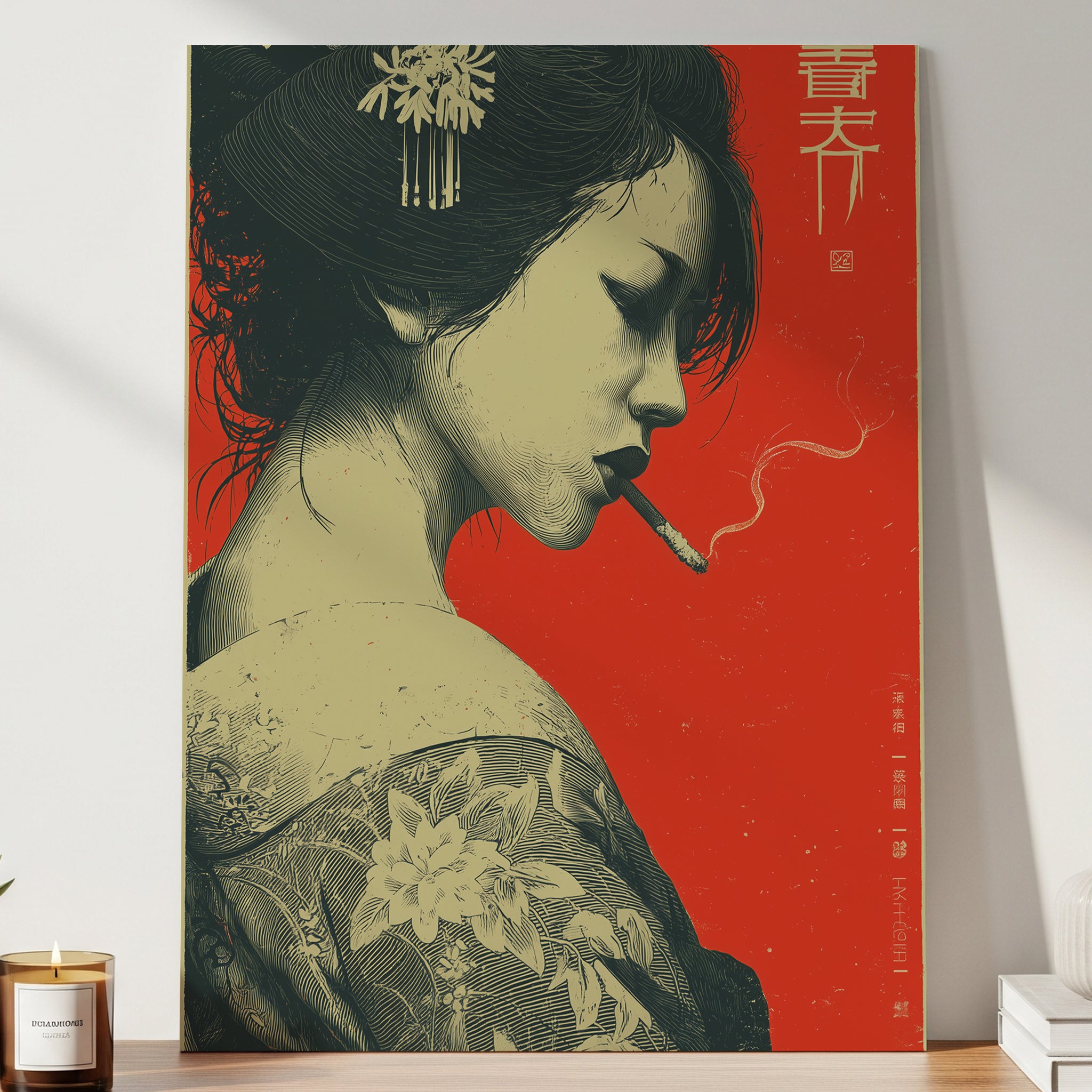 Stampa Giapponese "Geisha Profilo Noir"