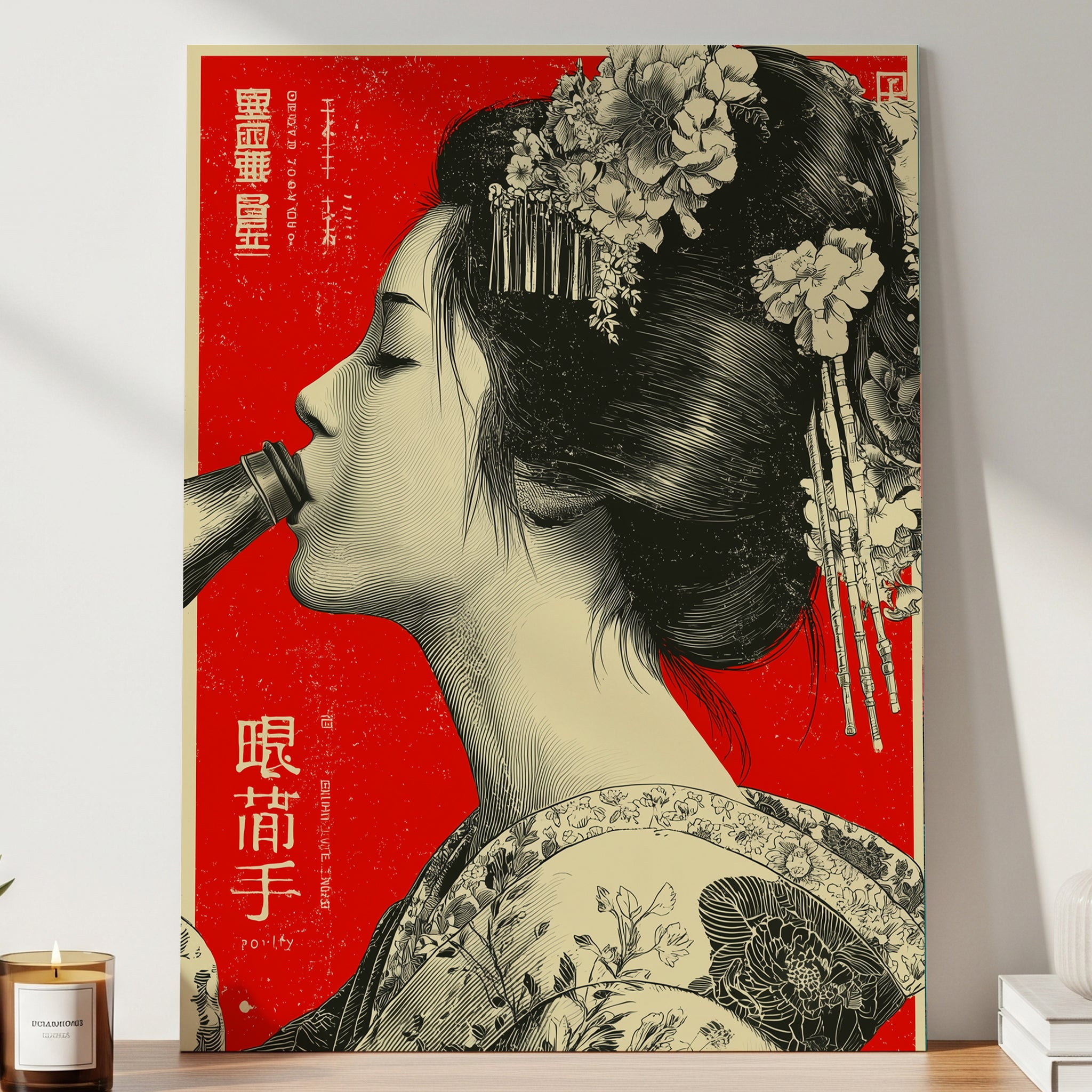 Stampa Giapponese "Geisha che Beve"